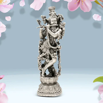 silver krishna idol